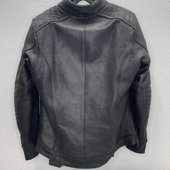NEW TRIUMPH Women’s Roxbury Leather Motorcycle Jacket Size XL Black - Picture 2 of 8